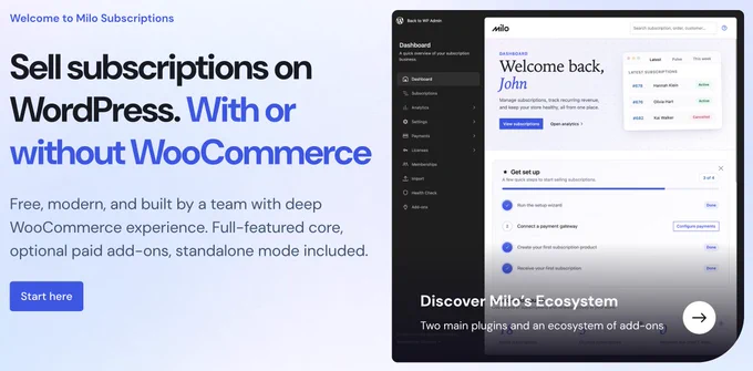 Milo Subscriptions : A free and easy to sell subscriptions with WordPress.