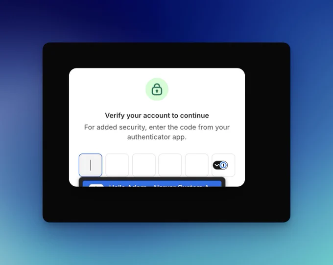 authenticator access cut off from view