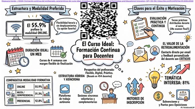 En la infografía se ofrecen algunos de los resultados más sobresalientes, como la preferencia de más de un 55% por los cursos online o la preferencia por una evaluación continua, y no final.