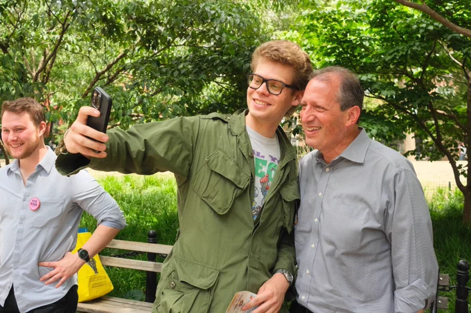 Taking a selfie with a canvasser.