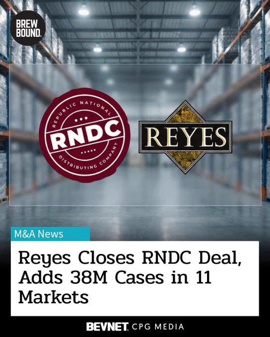 Reyes Adds 38M Cases As RNDC Deal Now Complete in 11 Markets