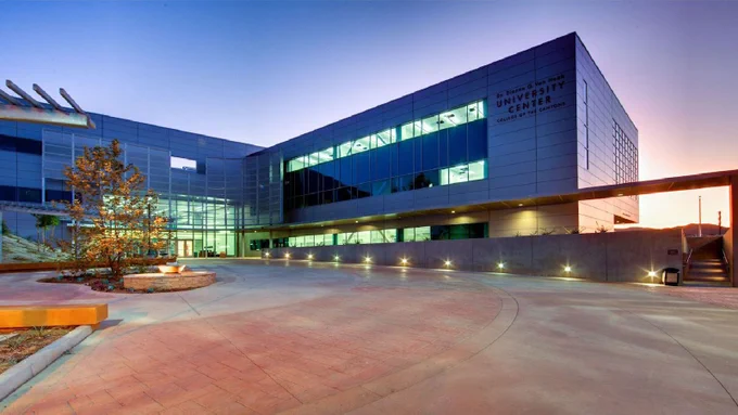 The University Center in the present day (at sunset).