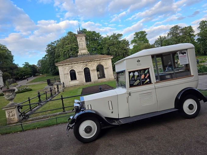 A Rolls Royce ice cream van (vintage) in Kensington Gardens, London.