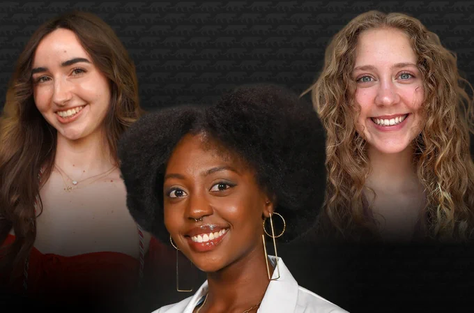 Color composite image of WSU students Sarah Murphy (left), Abigael Mbaluka (center), and Mikayla Beckley. They have been selected as Fulbright recipients for the 2026–27 academic year (photos courtesy of Sarah Murphy, Abigael Mbaluka, and Mikayla Beckley). 