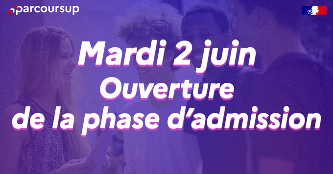 Mardi 2 juin 2026, en fin d'après midi, débutera la phase d'admission sur Parcoursup. C'est le moment où vous recevrez les réponses des formations que vous avez choisies.
