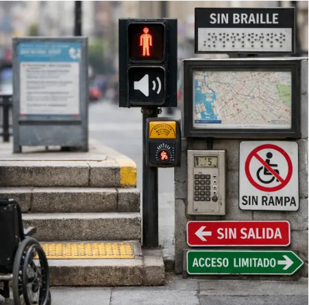 Infografia creada por una herramienta de Inteligencia Artificial sobre las barreras de accesibilidad. 