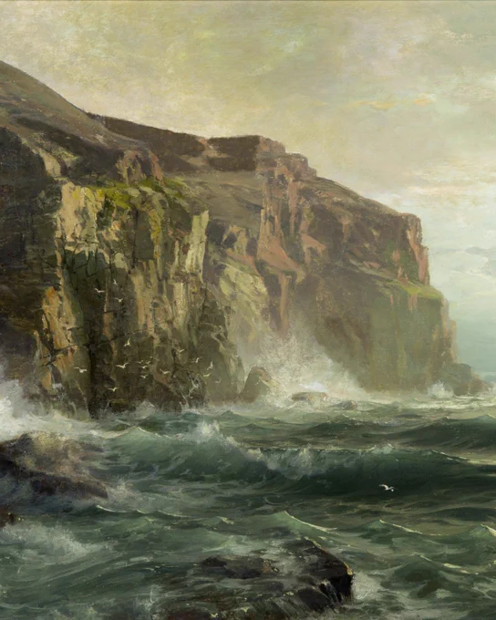 William Trost Richards, “Trevalga Head, Cornwall” (detail), 1885, oil on canvas, 24 x 42 in., Oklahoma City Museum of Art, Museum purchase from the Museum Acquisition Fund, 2007.002, photo © Oklahoma City Museum of Art