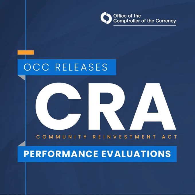 OCC Releases CRA Community Reinvestment Act Performance Evaluations