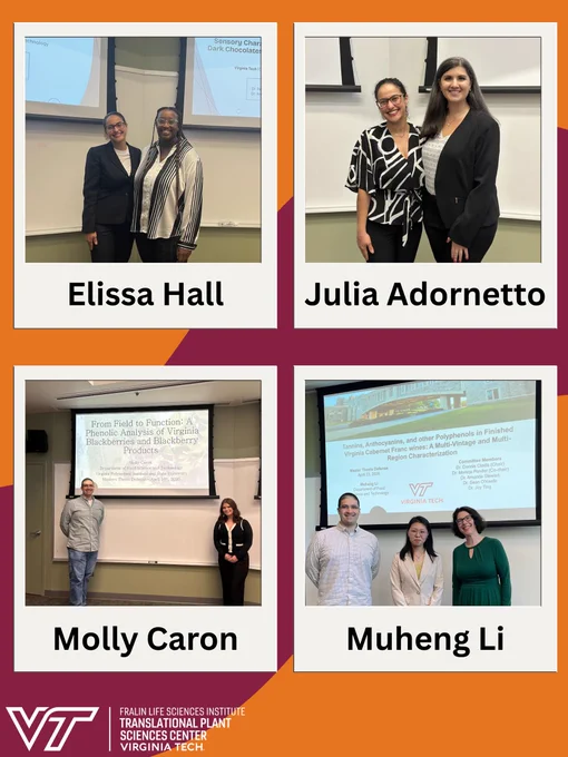 Elissa Hall. Julia Adornetto. Molly Caron. Muheng Li. Logo: Virginia Tech. Fralin Life Sciences Institute. Translational Plant Sciences Center. 