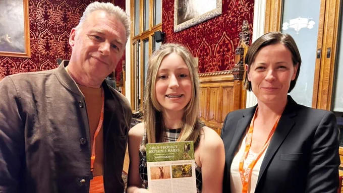 Born Free Youth Ambassador Thea Caine pictured with Chris Packham.