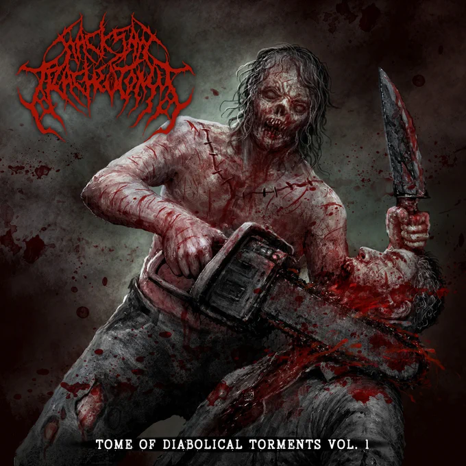 Two man slamming death metal project from the Greater Manchester, UK.
The brand-new EP "Tome of Diabolical Torments, Vol. 1" by Hacksaw Tracheotomy.
Pure old-school slam for fans of Devourment, Vulvectomy, or Kraanium.
24 minutes of pure auditory torture featuring IQ-lowering slams, hellishly cruel, gurgling vocals, and murderous drumming, all wrapped in a pretty good and clean production that doesn’t feel overproduced.
A must-have for every slam fan.

1. Reduced to Bubbling Slop 04:35
2. Hacked to Death 04:38
3. Barbaric Onslaught 03:30
4. Full Body Demolition 04:09
5. Severing the Head from the Torso (Redux) 04:27
6. Blood Splattered Satisfaction 02:38