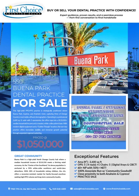 550 Buena Park - Orange County Dental Practice for Sale
