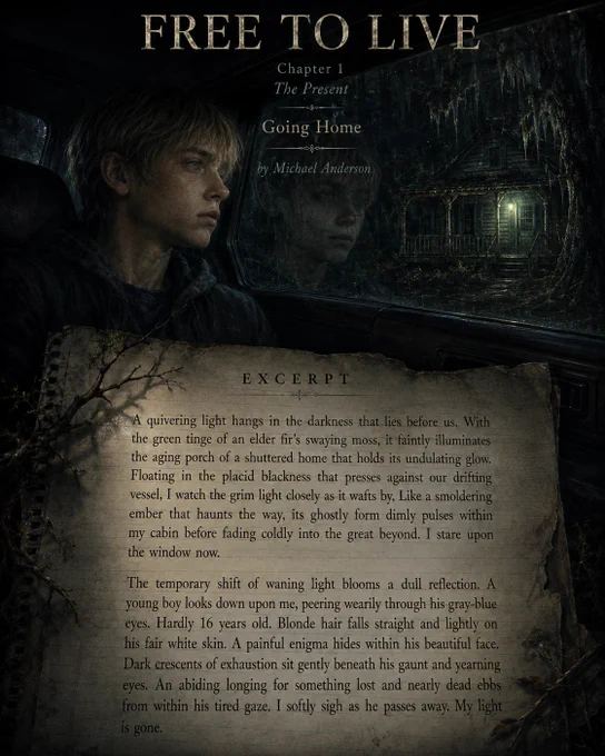 The writing and text are all my own creative work. I used a GPT excerpt poster generator to build the graphic art in this image.