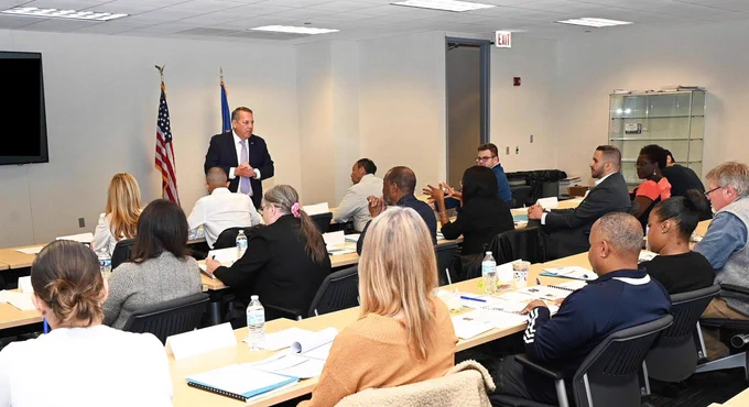 FBI Chicago SAC DePodesta speaks to the 2026 Citizens Academy class.