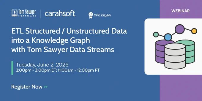 Join our webinar tomorrow, June 2nd, to learn how Tom Sawyer Data Streams enables organizations to transform structured and unstructured data into a unified knowledge graph for analysis, governance, and operational decision-making.