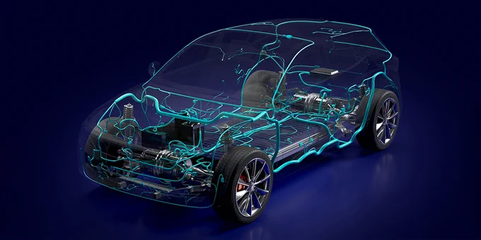 3D model illustration of an eletric vehicle. 