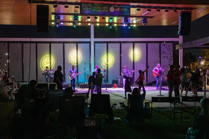 outdoor concert, band playing
