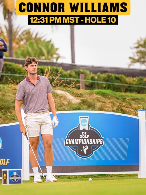 Connor Williams lines up a tee shot at the 2026 NCAA Men’s Golf Championship