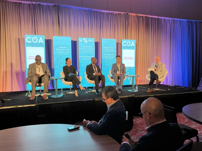 A roundtable discussion with airport and airline executives at the Airports Conference of the Americas.
