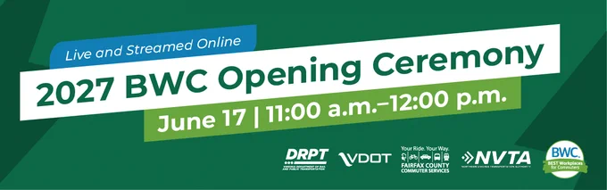 Gren and white graphic that says "2027 BWC Opening Ceremony, June 17, 11 am to 12 pm."