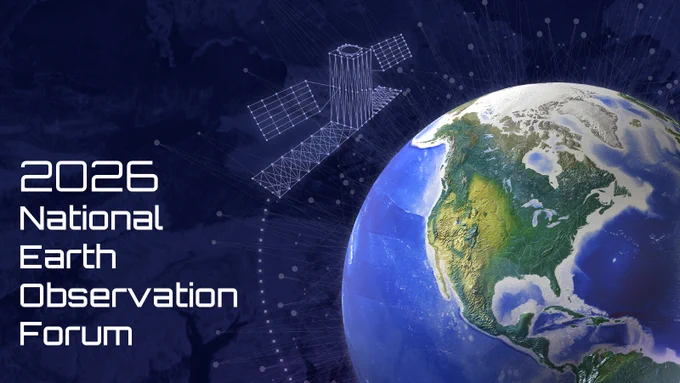 Earth observed from space with a satellite and digital network overlay representing global Earth observation and data connectivity.