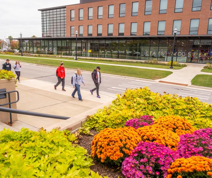 Students walking to class. 