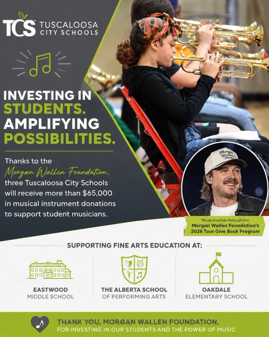 Morgan Wallen Foundation graphic: Investing in students. Amplifying possibilities.
