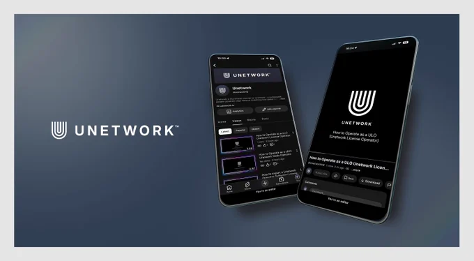 Promotional graphic announcing the launch of the official Unetwork YouTube channel. The image features Unetwork branding and highlights the new channel as the home for tutorials, operator guides, platform walkthroughs, product updates, and ecosystem news. Unetwork is a people-powered telecom infrastructure and verification network that transforms smartphones into a global, real-time connectivity intelligence layer. The channel provides educational content for users, node operators, and license holders, covering onboarding, wallet connections, software licenses, network operations, rewards, withdrawals, dashboards, and telecom infrastructure management. The announcement invites viewers to subscribe to UnetworkHQ on YouTube and follow the evolution from Unity to Unetwork. Topics include telecommunications, telecom verification, connectivity analytics, decentralized infrastructure, edge networks, mobile network performance, Web3 infrastructure, DePIN, node operations, global connectivity.