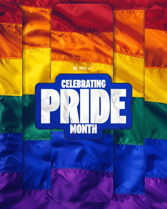 Duke Athletics graphic celebrating Pride Month, month of June. 