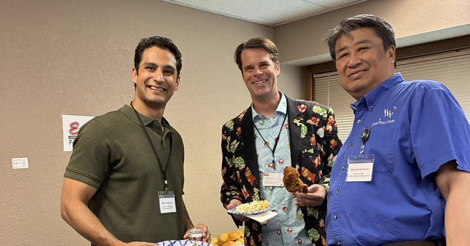 (from left) rajah anderson (marketing director of ezell's), event guest, and pspinc ceo and president, ken uchikura