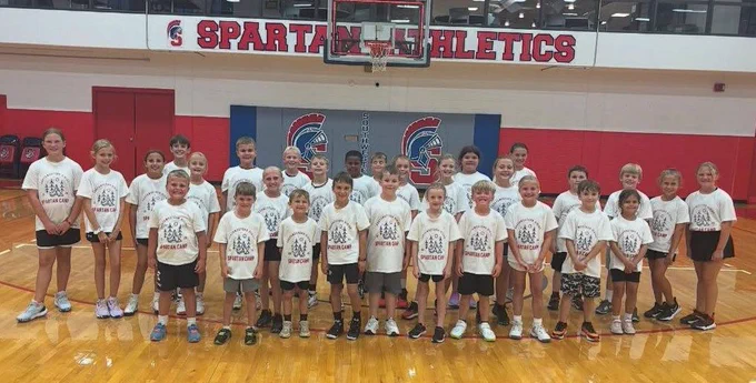 Campers at 2025 Rising Spartan Basketball Camp