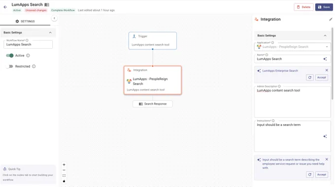 The PeopleReign workflow designer