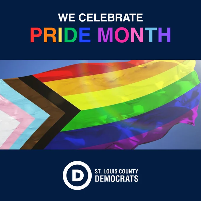 St. Louis County Democrats

We Celebrate Pride Month

Between the text is the progress pride flag blowing in the wind against a blue sky