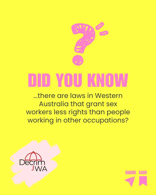 Did you know...there are laws in Western Australia that grant sex workers less rights than people working in other occupations?