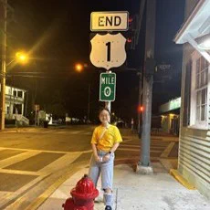 A picture of  Duanya Lyu at Mile Zero in Florida.