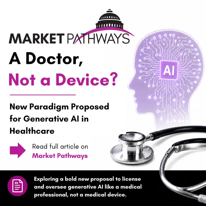 Generative #AI may need a medical license, not a device clearance. A new proposal suggests regulating autonomous #healthcare AI more like physicians, with exams, supervised training, and ongoing oversight: https://bit.ly/4nYI7Be