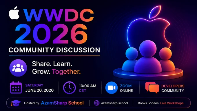 WWDC 2026 Recap and Discussion

Share your favorite announcements, sessions, discoveries, and questions from WWDC 2026. Whether you attended in person or followed online, come learn from fellow developers.

📅 June 20, 2026
⏰ 10:00 AM CST

https://luma.com/fuk5151s

#iosdev 