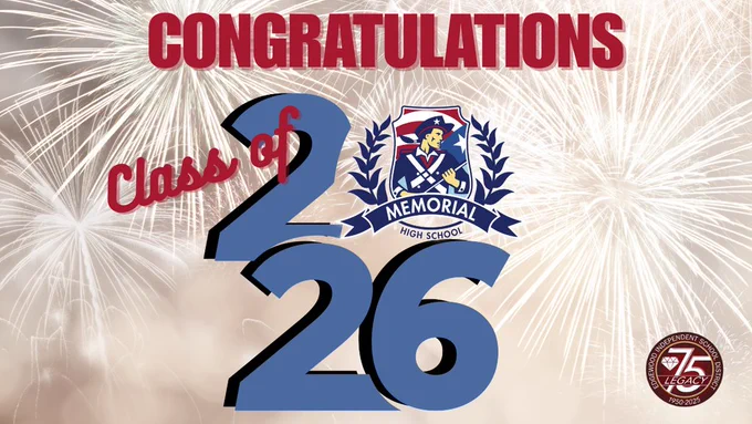 Congratulations to the Class of 2026 graphic with a fireworks background and EISD logo