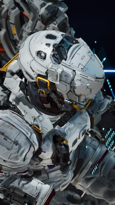Close shot of EVA suit