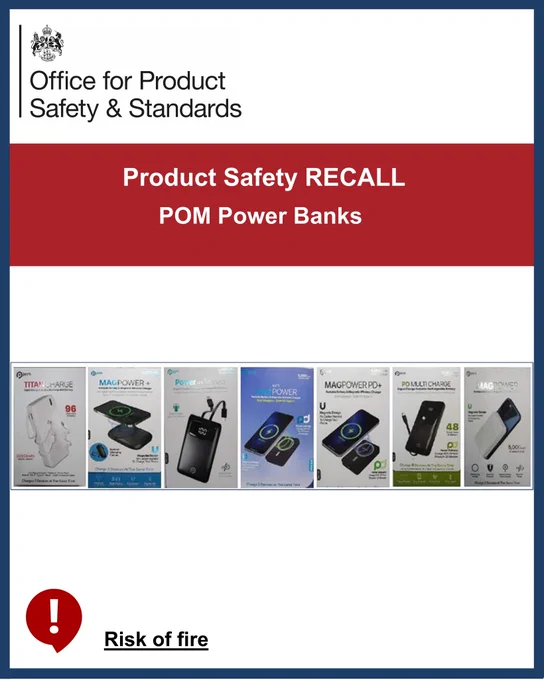 Image of Product Recall for POM Power Banks.