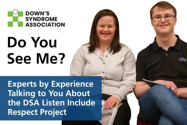Joe and Catherine, our Inclusion Advisers, are pictured. They both have Down's syndrome and are young adults.