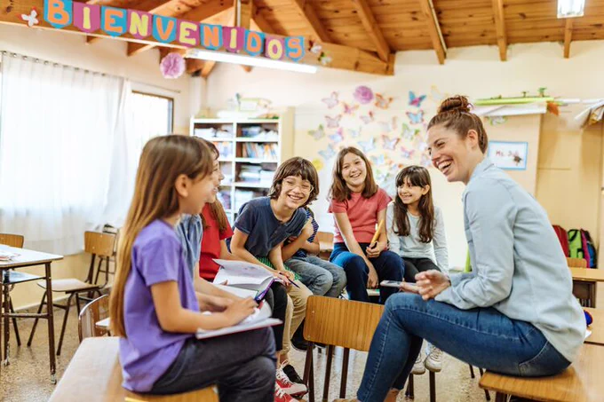 A teacher with six pupils