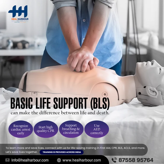 BASIC LIFE SUPPORT (BLS)🚑 

The right action at the right time can make the difference between life and death.
Learn life-saving skills. Be prepared to save a life.

📞 Call Now: 87558 95764
🌐 Learn More: www.healharbour.com


#BLS #BasicLifeSupport #CPRTraining #AEDTraining #EmergencyCare #LifeSavingSkills #SaveLives #FirstAidTraining #HealHarbour #EmergencyResponse