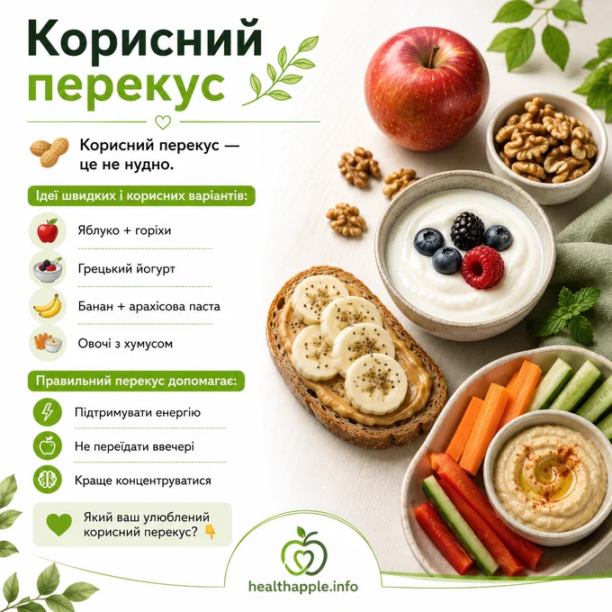 Корисний перекус

🥜 Корисний перекус — це не нудно.

Ідеї швидких і корисних варіантів:

🍎 Яблуко   горіхи 🥣 Грецький йогурт 🍌 Банан   арахісова паста 🥕 Овочі з хумусом

Правильний перекус допомагає:

⚡ Підтримувати енергію 🍏 Не переїдати ввечері 🧠 Краще концентруватися

Який ваш улюблений корисний перекус? 👇

#харчування #здороваїжа #healthyfood #wellness #snackideas #HealthApple