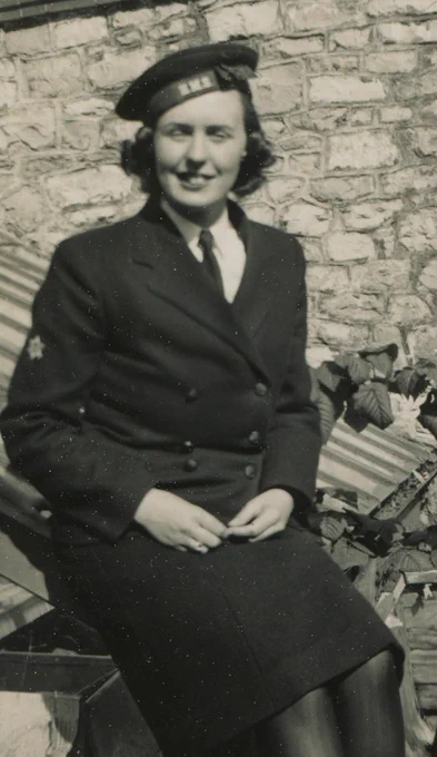 Barbara Pym author and WWII WREN seen in uniform.