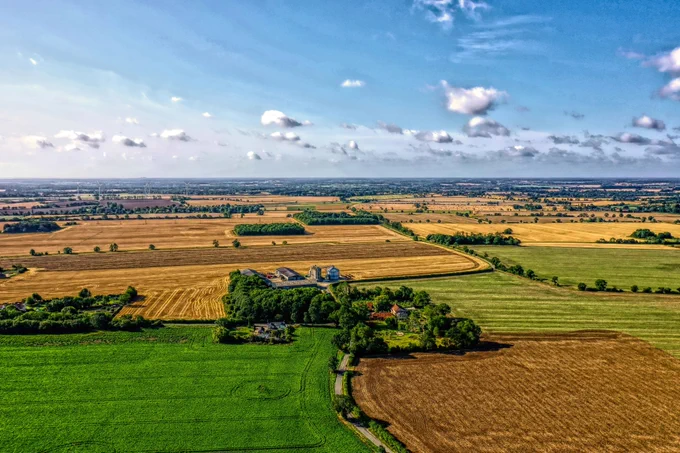 an aerial view of the Suffolk countryside