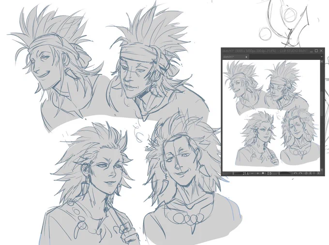 bust sketches of a vinland saga character, garm