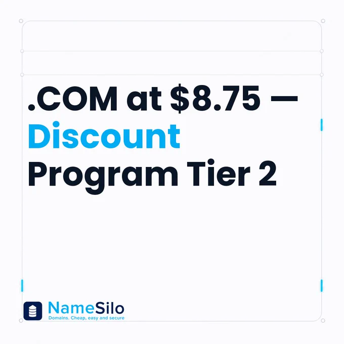 NameSilo: .COM at $8.75 on Discount Program Tier 2