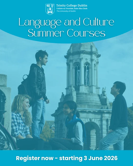 Students in conversation on Trinity's campus.