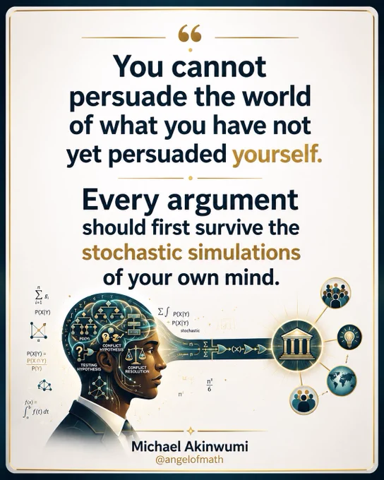 You need to convince yourself before trying to convince the world. You need to conquer yourself before you can conquer the world.